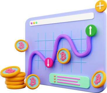 3D Cryptocurrency Trading Illustration